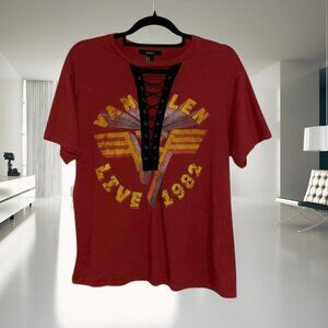 Van Halen 1982 Band Tee Lace-Up Grunge Graphic T-Shirt Forever 21 Size M